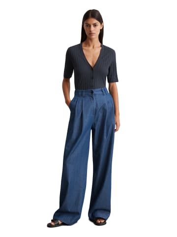 Marc O'Polo Pointelle-Kurzarm-Cardigan slim in Dark Navy