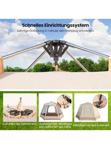 COSTWAY Campingzelt für 4-6 Personen in Beige