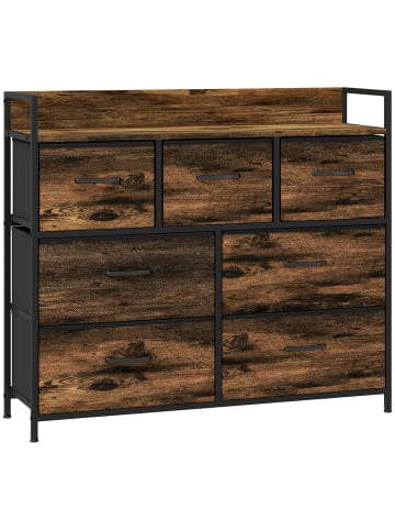 HOMCOM Kommode in Rustikal-Braun 98L x 29B x 85H cm