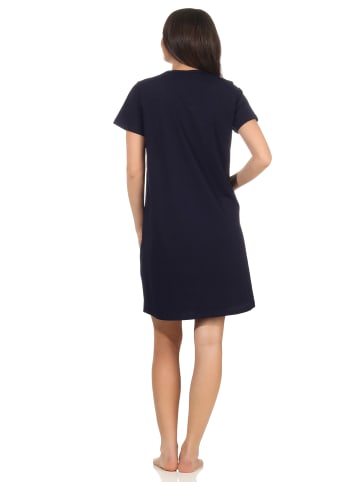 NORMANN Nachthemd kurzarm Schlafshirt Herz - 60326 in marine