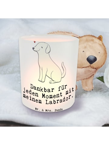Mr. & Mrs. Panda Deko Windlicht Labrador Moment mit Spruch in Transparent