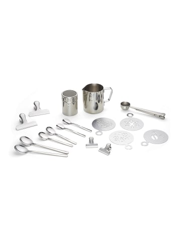 Echtwerk 23 tlg. Set Kaffeezuberhör-Set "Barista Art" 600 ml in Silber