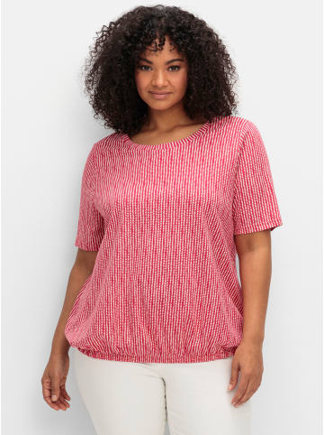 sheego Kurzarmshirt in magenta-gemustert