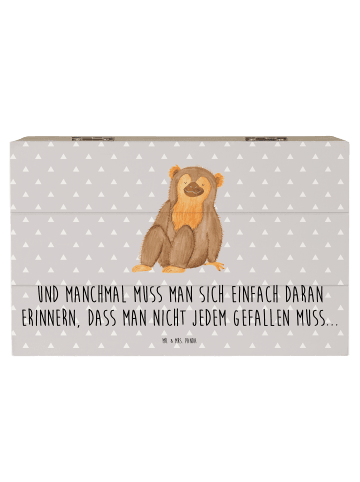 Mr. & Mrs. Panda Schatzkiste Affe mit Spruch in Grau Pastell