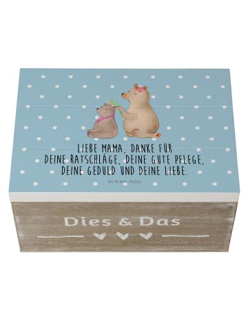 Mr. & Mrs. Panda truhe holz Bär Kind mit Spruch in Blau Pastell