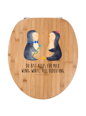 Mr. & Mrs. Panda Motiv WC Sitz Pinguin Pärchen mit Spruch in Braun