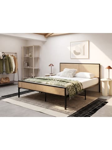 Beliani Doppelbett AVANTON in Schwarz/Braun - (W) 145 x (H) 90 x (L) 208 cm