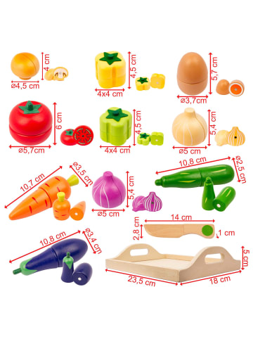 miniHeld Kinderküche Zubehör Gemüse aus Holz zum Schneiden mini Koch Spielzeug 3 Jahre