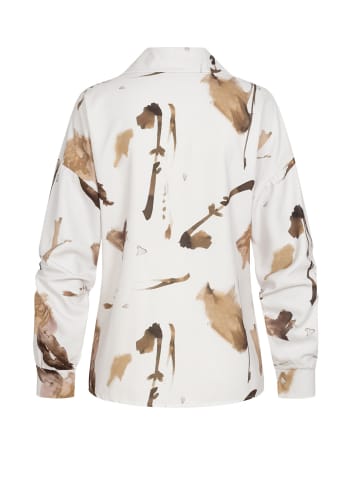 Cloud5ive Cloud5ive Langarm Bluse mit Knopfleiste und All Over Abstrakt Print in beige