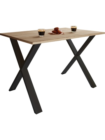 VCM  Premium Holz Esstisch Küchentisch Xona X 140x80 in Schwarz / Sonoma-Eiche