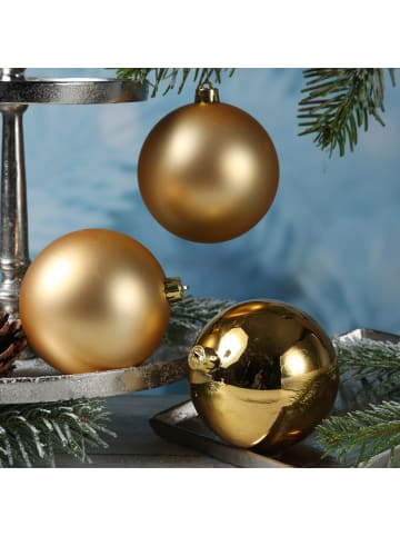 MARELIDA 4er Set Weihnachtskugeln bruchfest D: 10cm in gold
