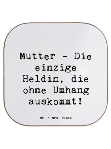 Mr. & Mrs. Panda Untersetzer Heldin Mutter mit Spruch in Weiß