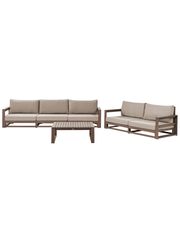 Beliani 3-tlg Sitzgruppe TIMOR in Braun/Grau/Beige
