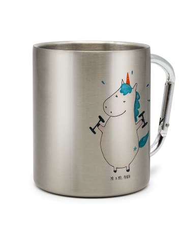 Mr. & Mrs. Panda Karabiner Becher Einhorn Fitness ohne Spruch in Silber