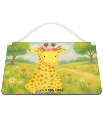 Mr. & Mrs. Panda Schild Giraffe Blumenkranz Design ohne Spruch in Weiß