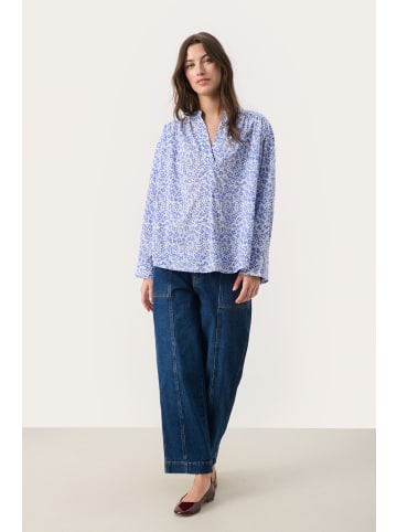 PART TWO Kurzarm-Bluse NatalePW Oversize fit in Amparo Blue Mini Flower