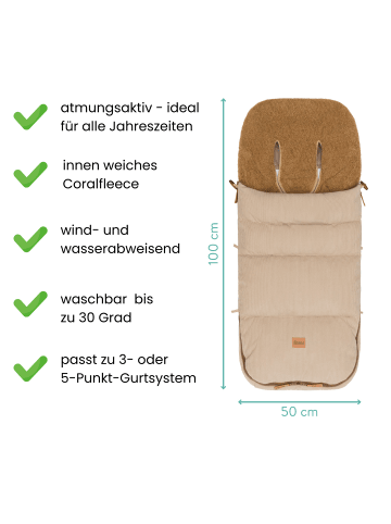 fillikid Winterfußsack Kinley Exklusiv in Cord Natur