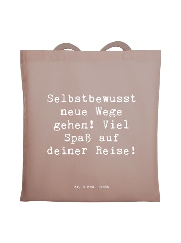Mr. & Mrs. Panda Shopping Tasche Spruch Alleine Reisen unternehm... in Braun Pastell