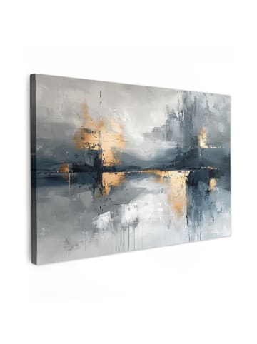 MuchoWow Leinwand bilder Abstrakte Kunst gold grau (BxH)