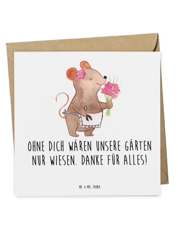 Mr. & Mrs. Panda Einladungskarte Dankbarer Gärtner mit Spruch in Weiß