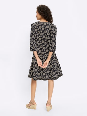 Heine Druck-Kleid in schwarz-sand-bedruckt