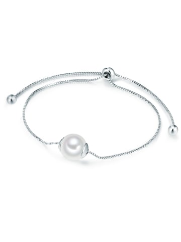 Lulu & Jane Perlen-Armband Messing Muschelkernperle in silber