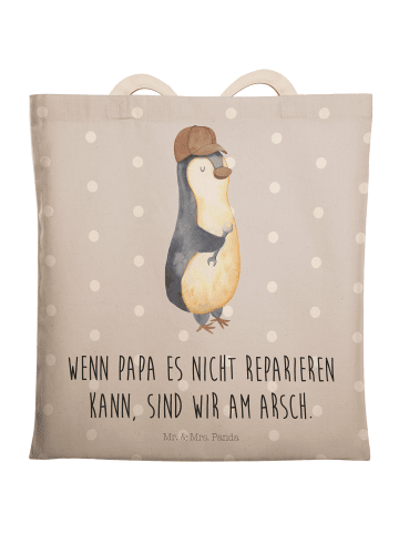 Mr. & Mrs. Panda Shopping Bag Wenn Papa es nicht reparieren kann... in Grau Pastell