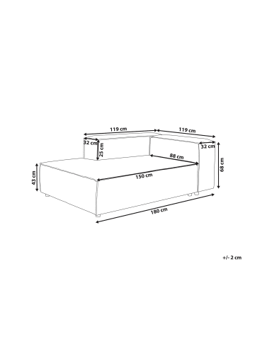 Beliani Chaiselongue ARDAL in Weiß/Schwarz - (W) 119 x (H) 68 x (L) 180 cm rechtsseitig