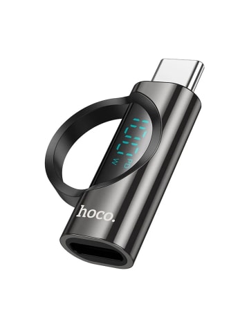 HOCO Adapter Typ C (männlich) auf Typ C (weiblich) mit Display 5A 100W in Schwarz