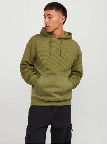 Jack & Jones Struktur Hoodie Kapuzen Pullover JCOBLACK in Olive