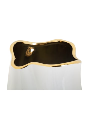 Mauro Ferretti Goldene und weiße Keramikvase Ø 20x35 cm