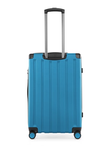 Hauptstadtkoffer Q-Damm - Mittelgroßer Reisekoffer Hartschale Trolley, TSA, in Cyanblau