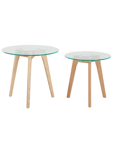 Beliani 2er-Set Couchtisch MISSOURI in Transparent/Heller Holzfarbton