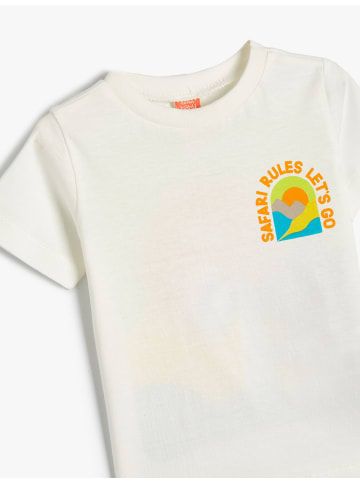 KOTON T-shirt in Ekru Gemustert