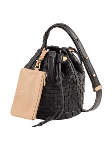 DuDu Filicudi Beuteltasche Leder 14 cm in black rose