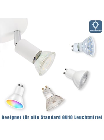 ZMH Deckenleuchte in Weiß 4-flammige GU10 Rund Metall Deckenspots