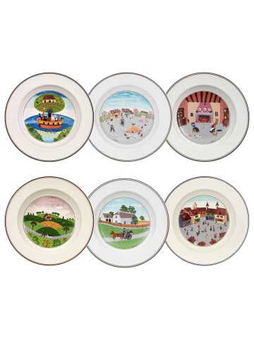 Villeroy & Boch 6er Set Suppenteller Kollektion Design Naif ø 21 cm in bunt