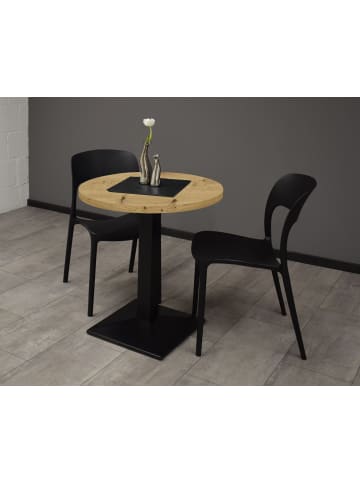 58 aufm Kessel BARTISCH rund Elanur 70 cm schwarz matt/asteiche