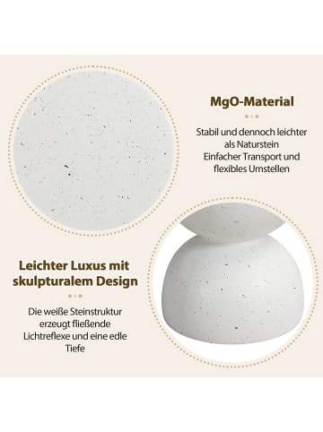 ABRIHOME Beistelltisch aus MgO für Innen und Außen (⌀) 39.5 x (H) 45.5 cm