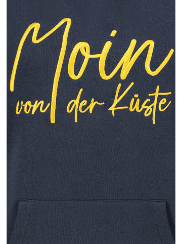 Eight2Nine Kapuzenpullover Kängurutasche Rippbündchen in Blau-2