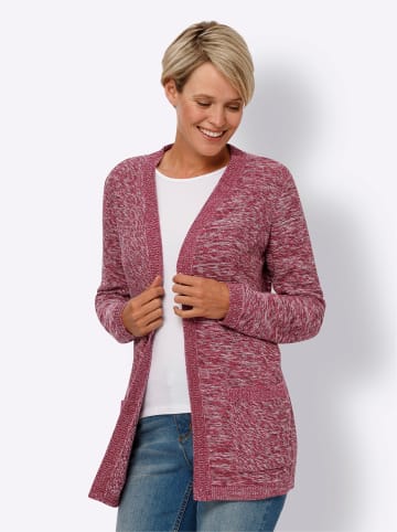 Sieh an! Longstrickjacke in bordeaux-ecru-meliert
