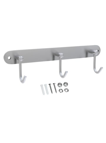 Intirilife Garderobenleiste - Kleiderhaken Garderobe in Silber - Modell C (3 Haken)