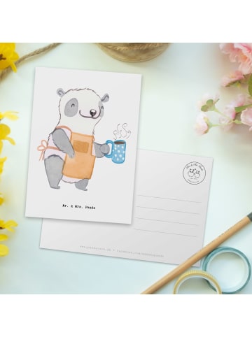 Mr. & Mrs. Panda Postkarte Barista Herz ohne Spruch in Weiß