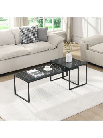 FineBuy Couchtisch in Schwarz / Glas / 100x40x35
