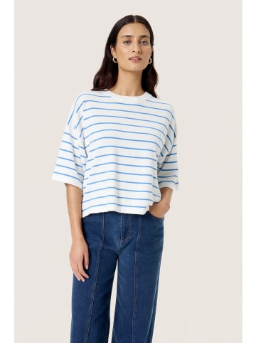 Soaked in Luxury Strickpullover SLSpina Baggy fit in White w Blue Yonder Stripe