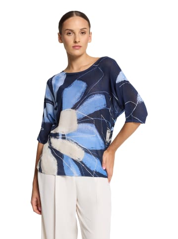 BETTY & CO Feinstrickpullover mit Print in Dunkelblau/Blau