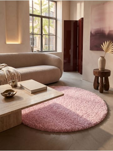 KADIMA DESIGN Teppich Hochflor Shaggy Waschbar Einfarbig RHEIN Strapazierfähig in Pink