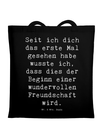 Mr. & Mrs. Panda Tragetasche Spruch Neue Freunde finden mit Spruch in Schwarz