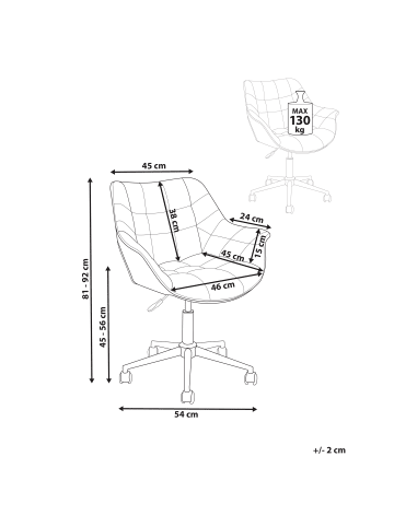 Beliani Bürostuhl LABELLE in Beige - (W) 54 x (H) 81 x (L) 54 cm