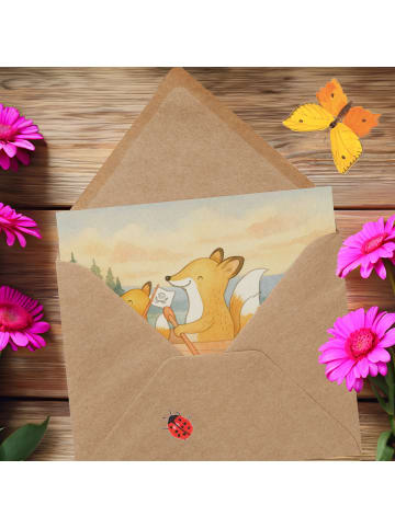 Mr. & Mrs. Panda Klappkarte Fuchs Kanufahren Design ohne Spruch in Weiß